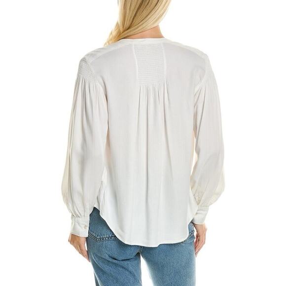 NWT Rebecca Taylor Long Sleeve Twill Blouse Sz S White - Picture 2 of 16